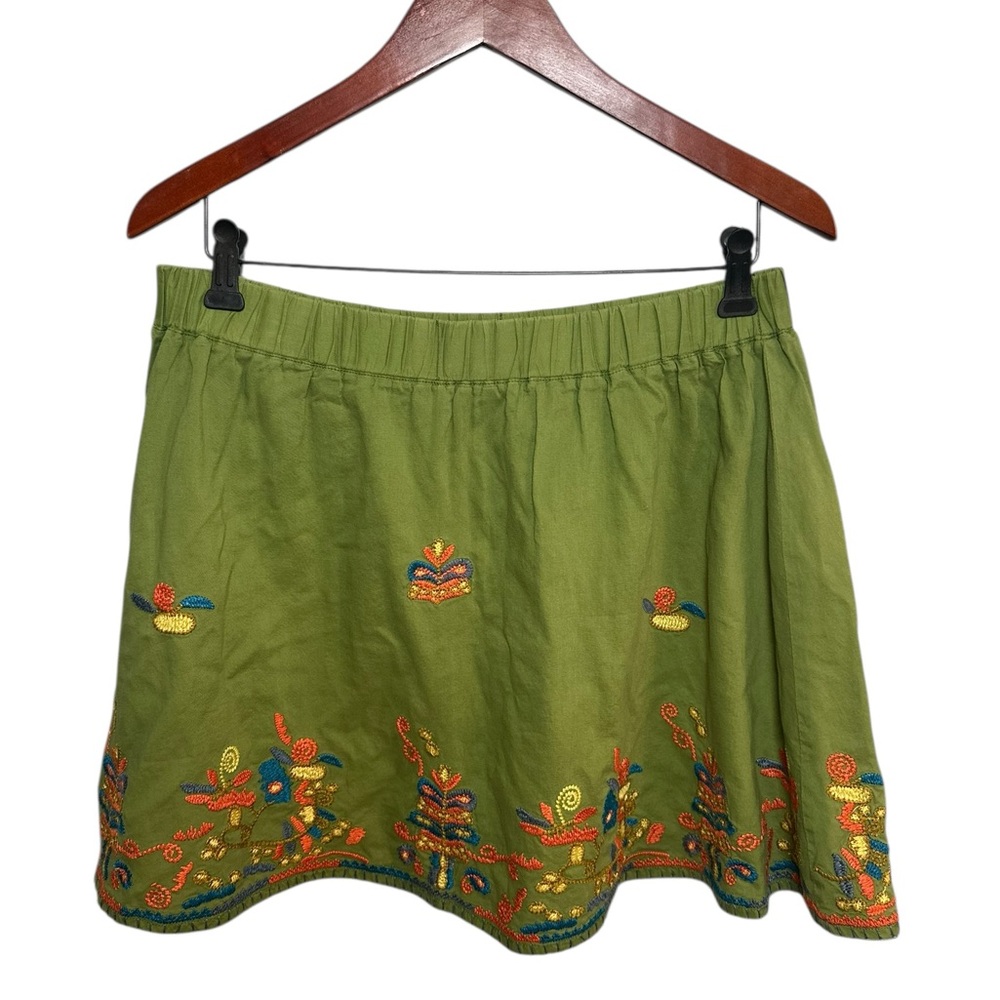 Fossil Green Embellished Skater Mini Skirt - Picture 1 of 6